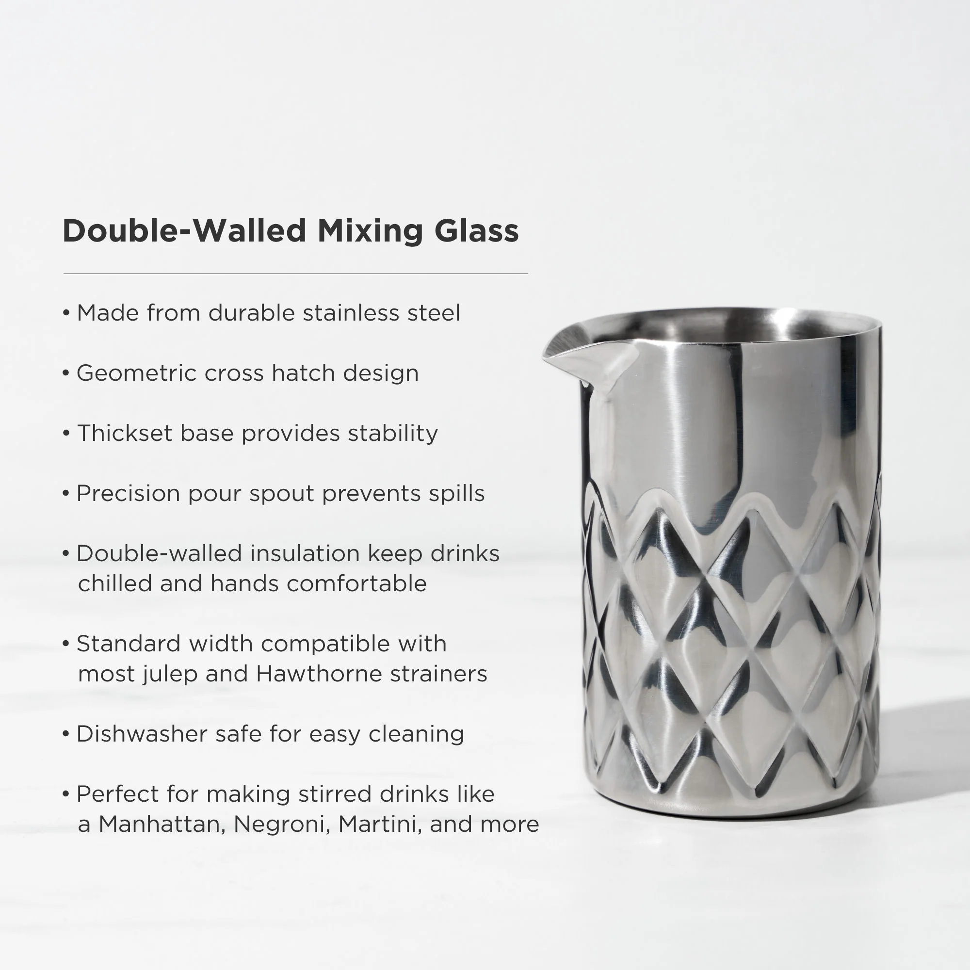 Admiral Stainless Steel Double-Walled Mixing Glass - Image 4