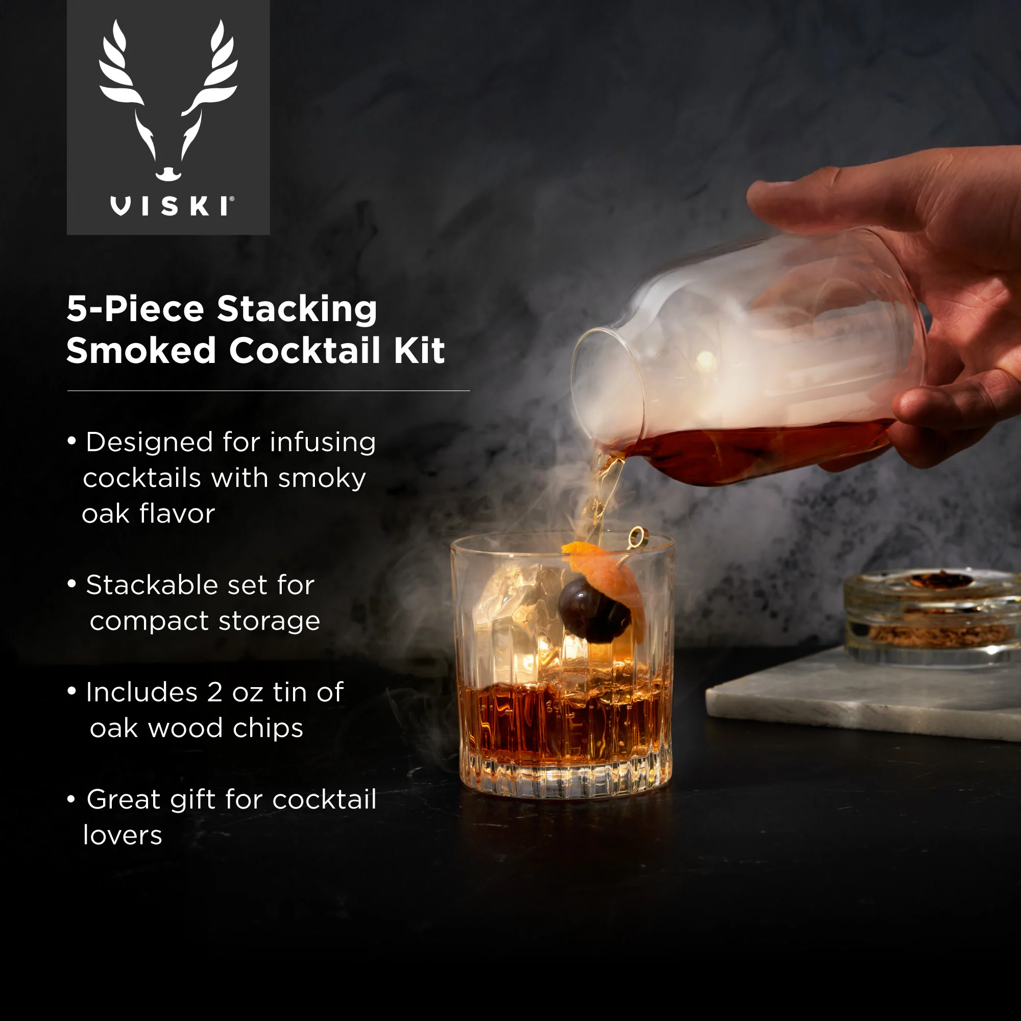 5 Piece Stacking Smoked Cocktail Kit - Image 5