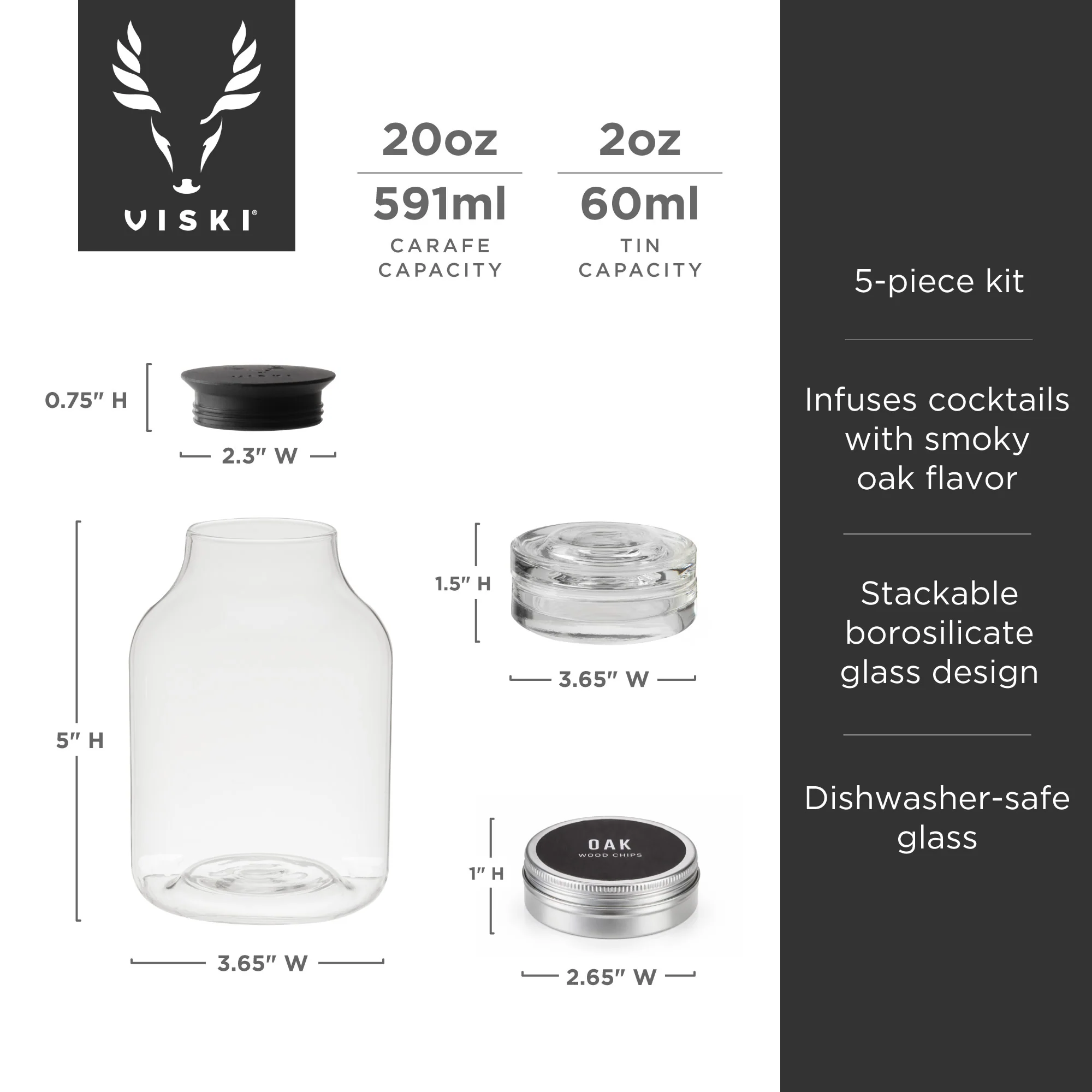 5 Piece Stacking Smoked Cocktail Kit - Image 6