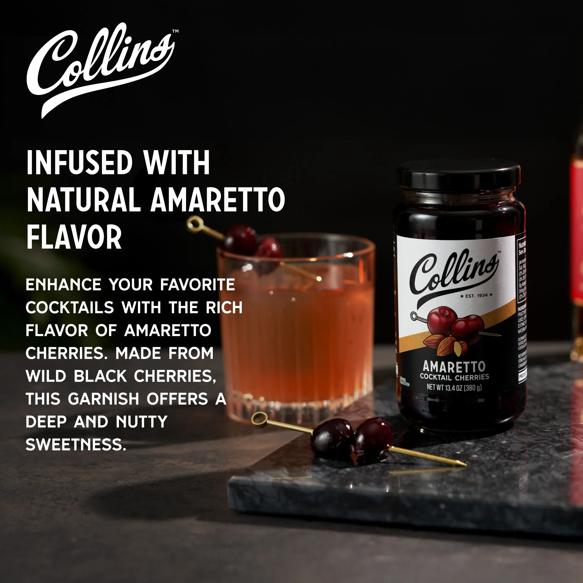 Stemless Amaretto Cherries, 13.4 oz - Image 3