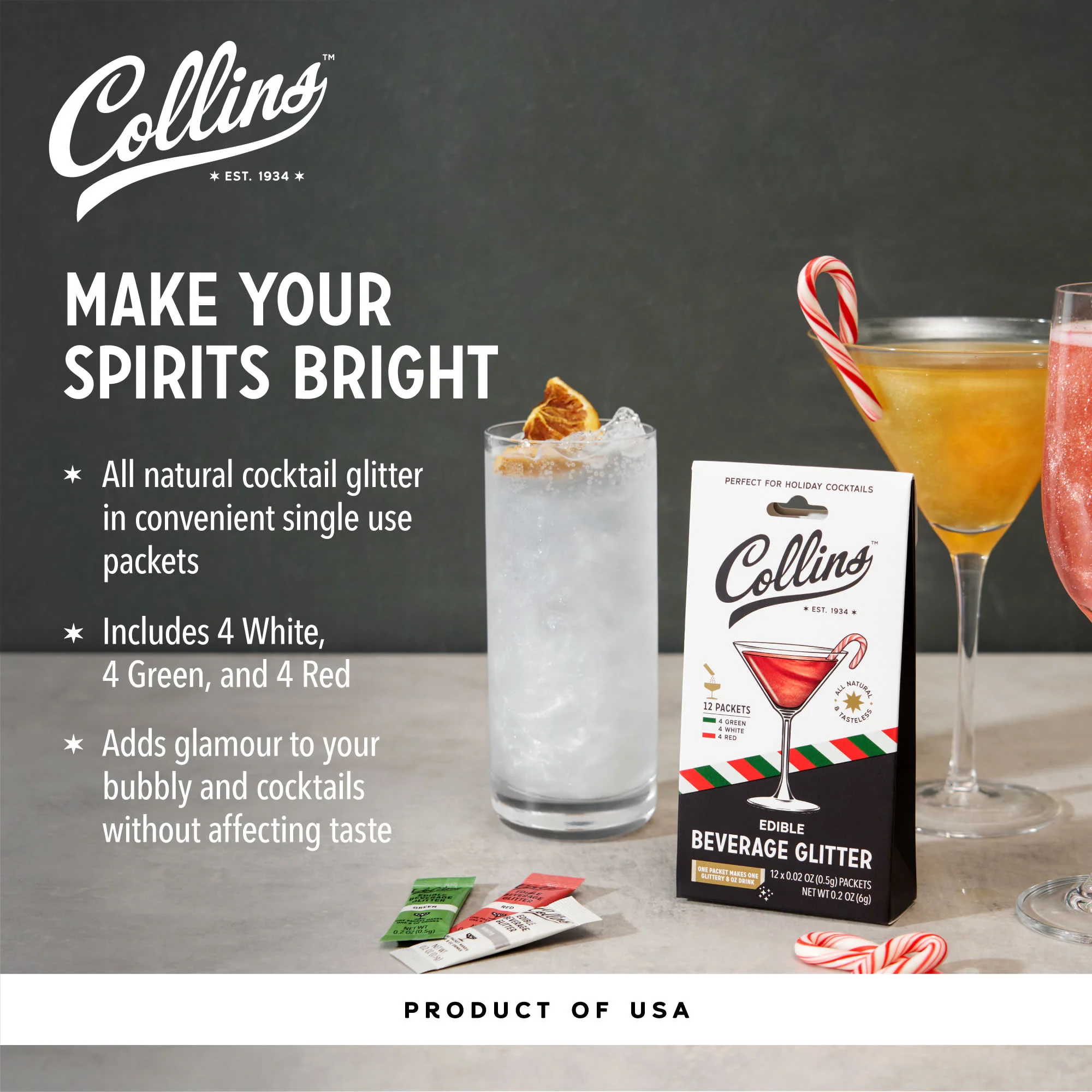 Cocktail Edible Glitter in Holiday Variety, 0.2 oz - Image 3