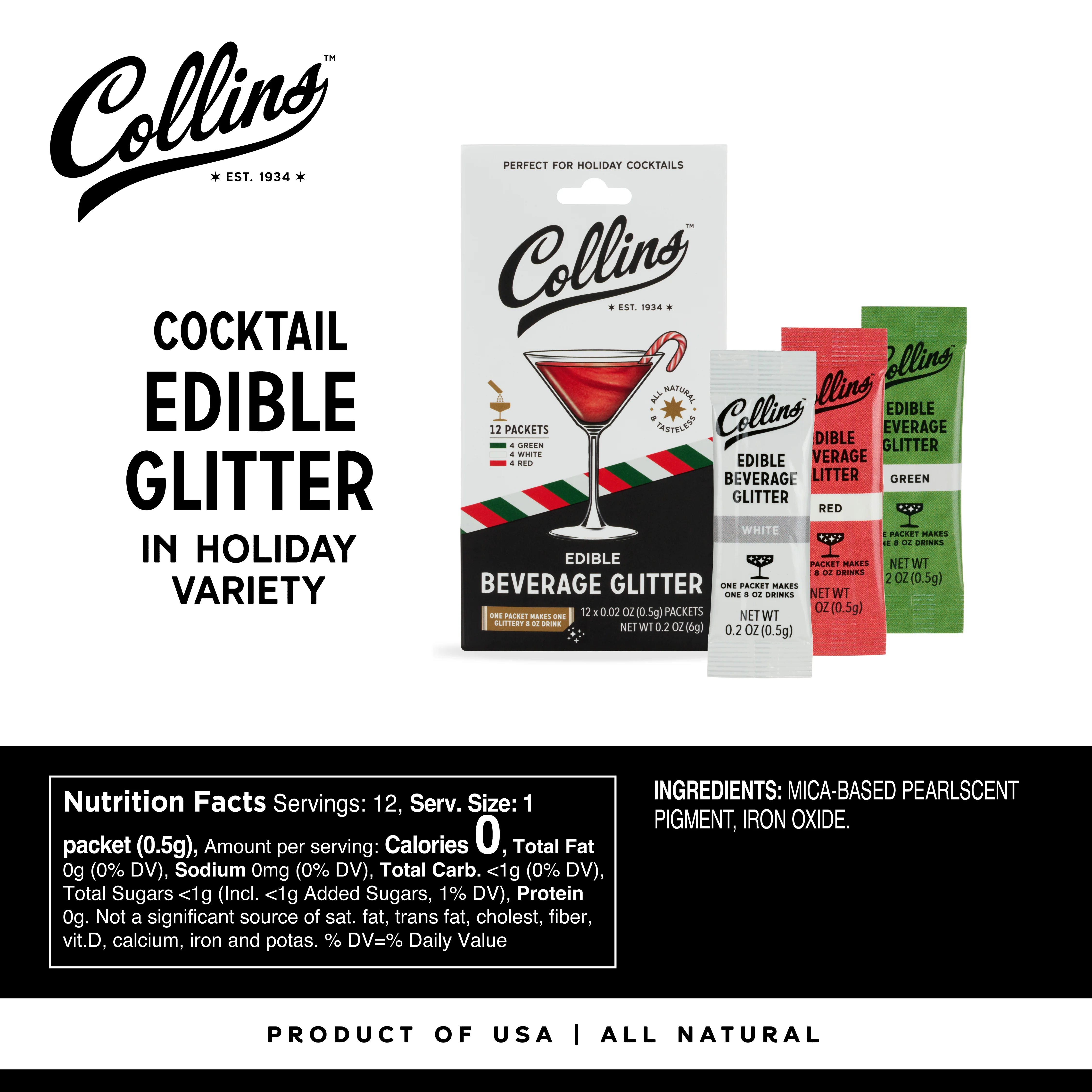 Cocktail Edible Glitter in Holiday Variety, 0.2 oz - Image 5