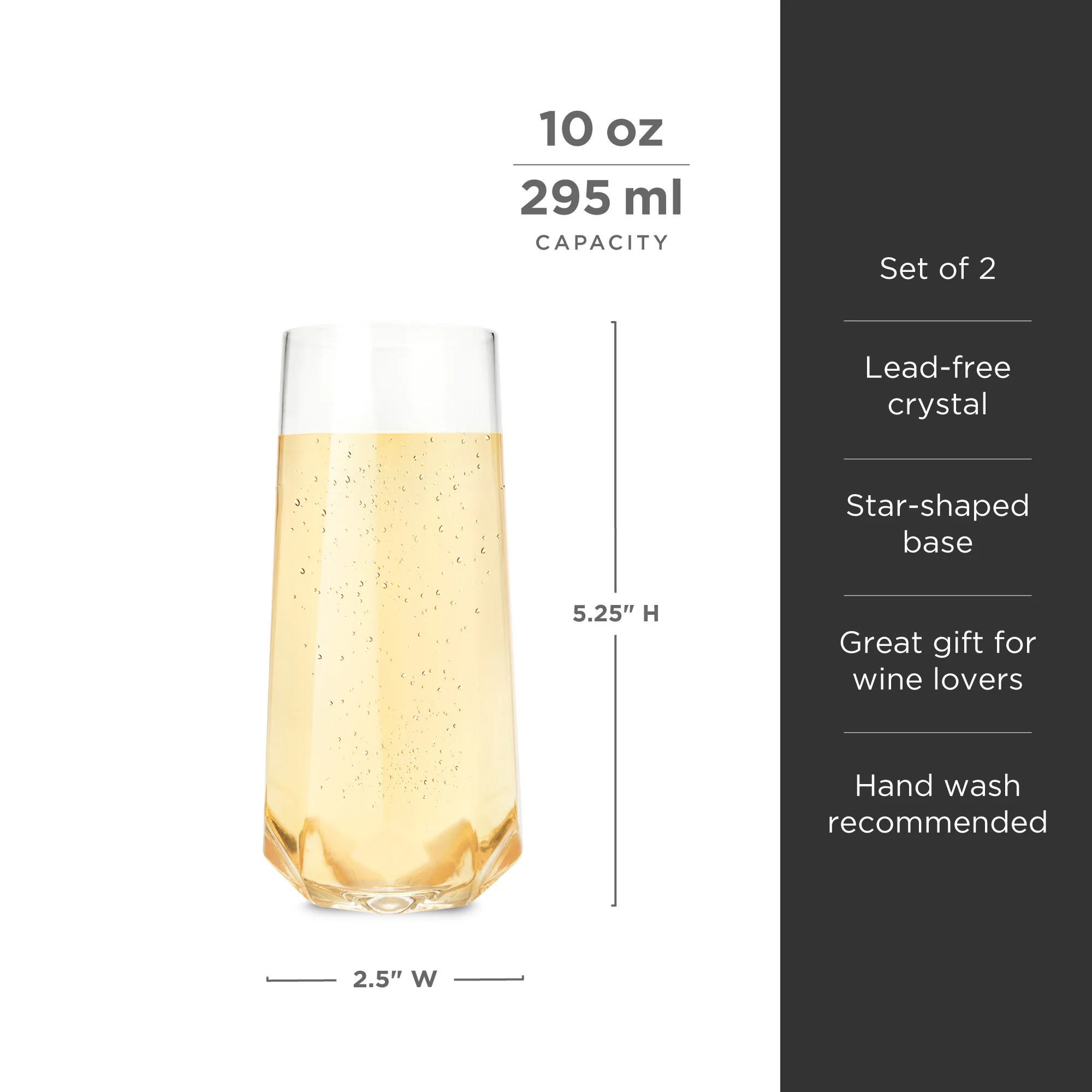 Seneca Faceted Crystal Stemless Champagne Flutes Set of 2 - Image 6
