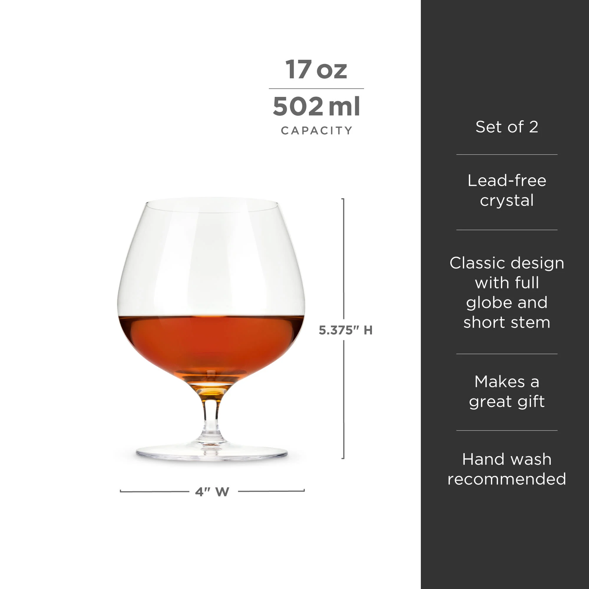 Raye Crystal Wingback Brandy Glasses Set of 2 - Image 6