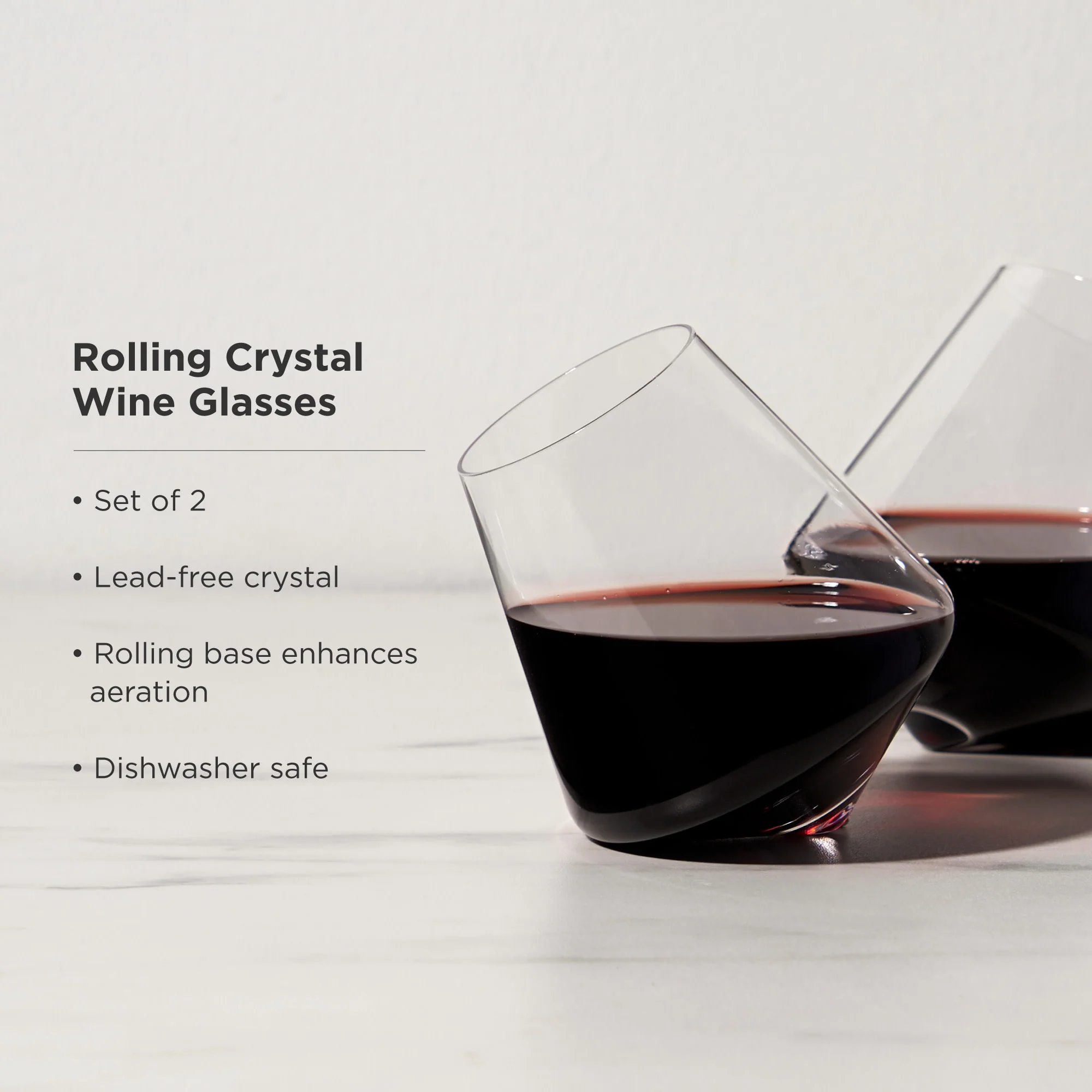 Rolling Crystal Wine Glasses Set of 2 - Image 5