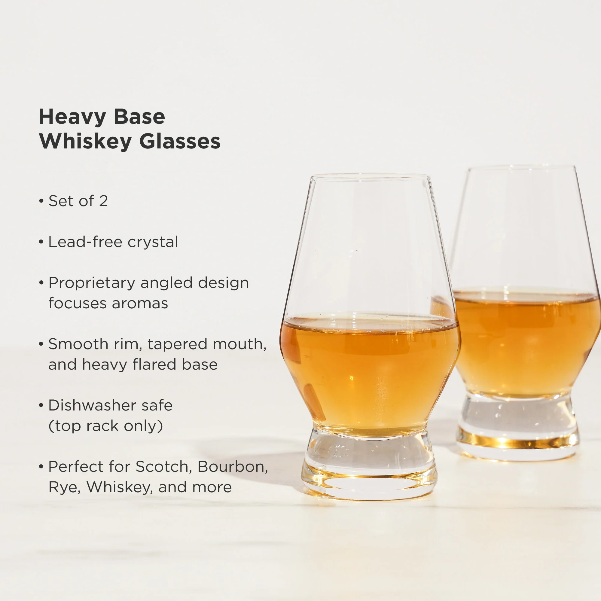 Raye Heavy Base Crystal Whiskey Tasting Glasses Set of 2 - Image 5