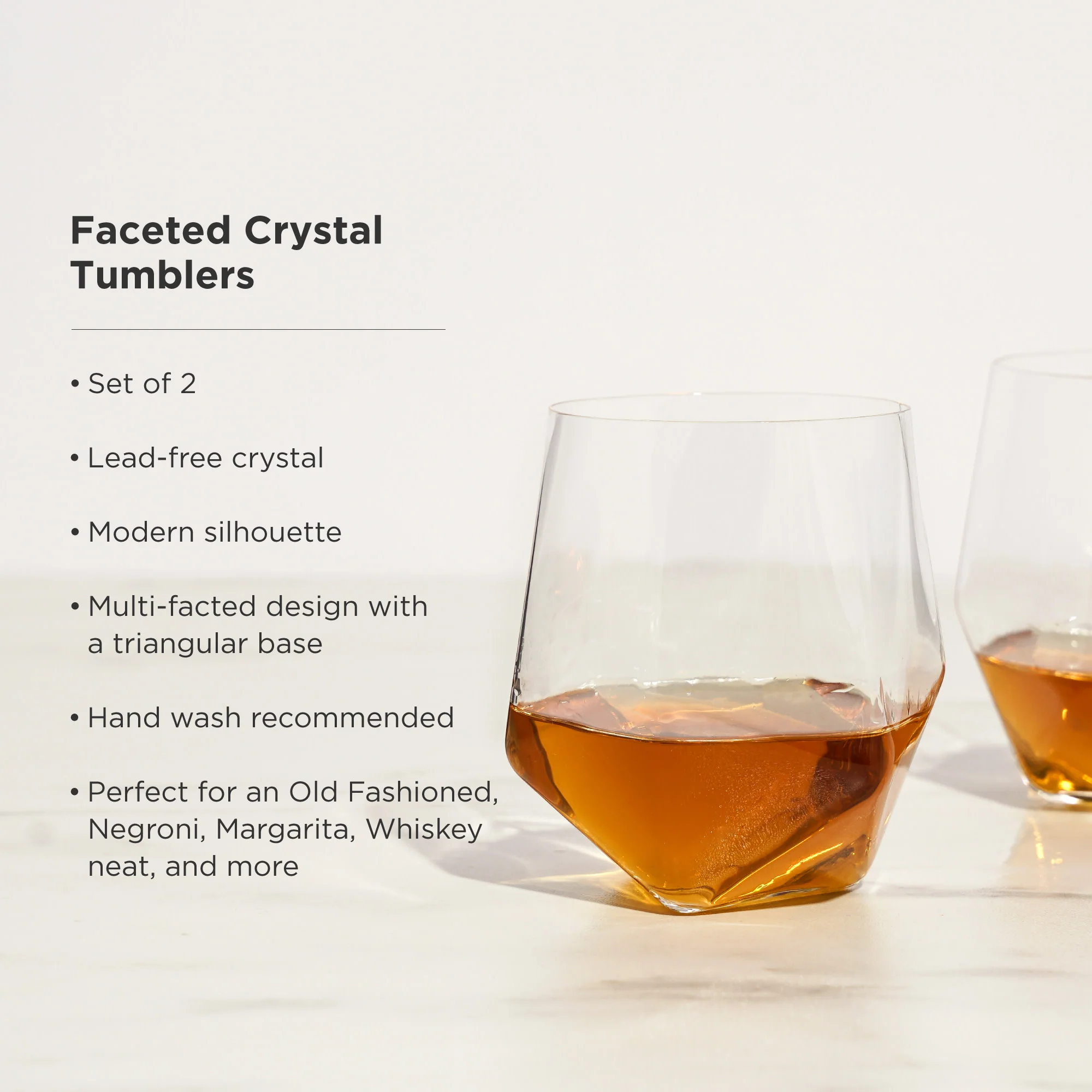 Seneca Faceted Crystal Tumblers Set of 2 - Image 5