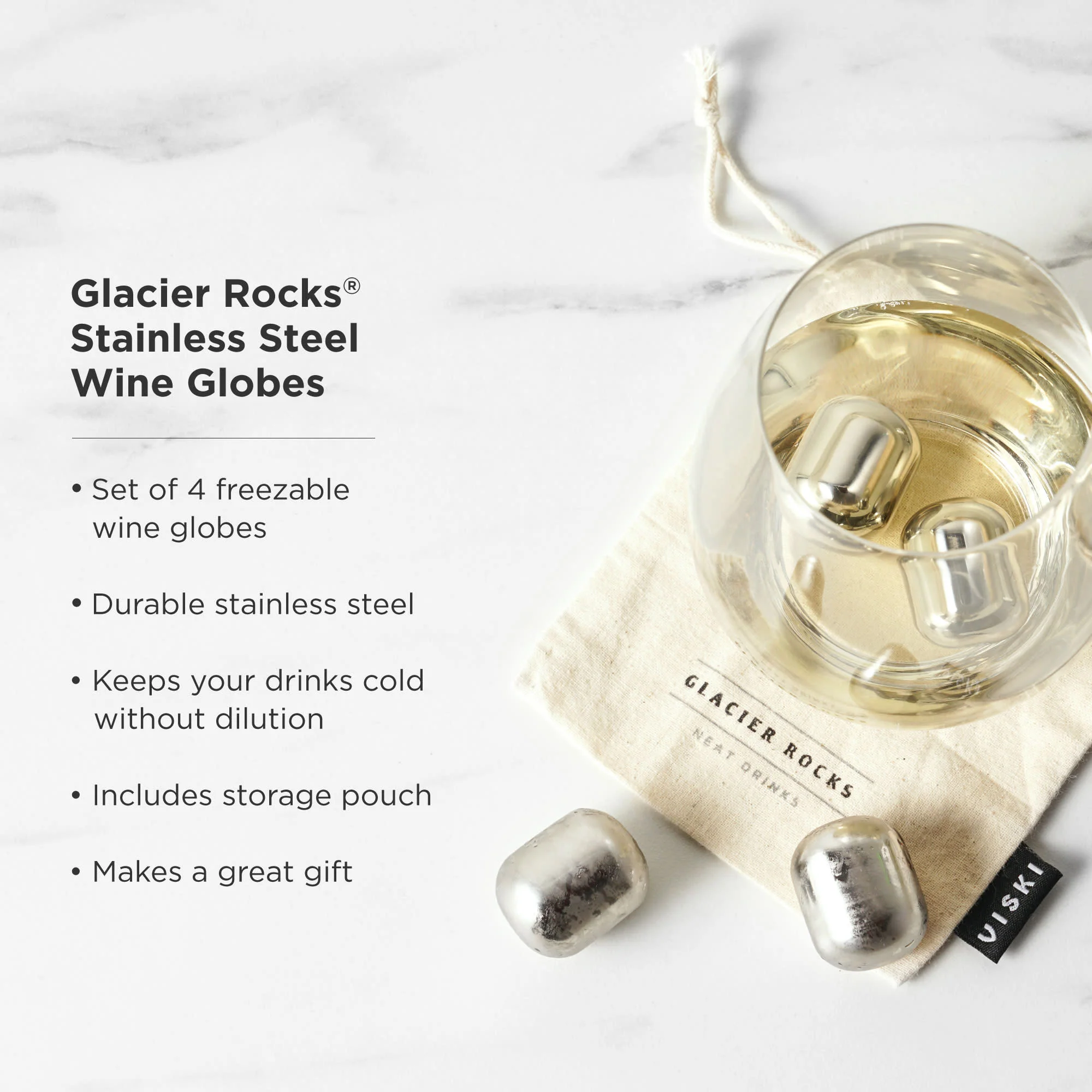 Glacier Rocks Stainless Steel Wine Globes Set of 4 - Image 4