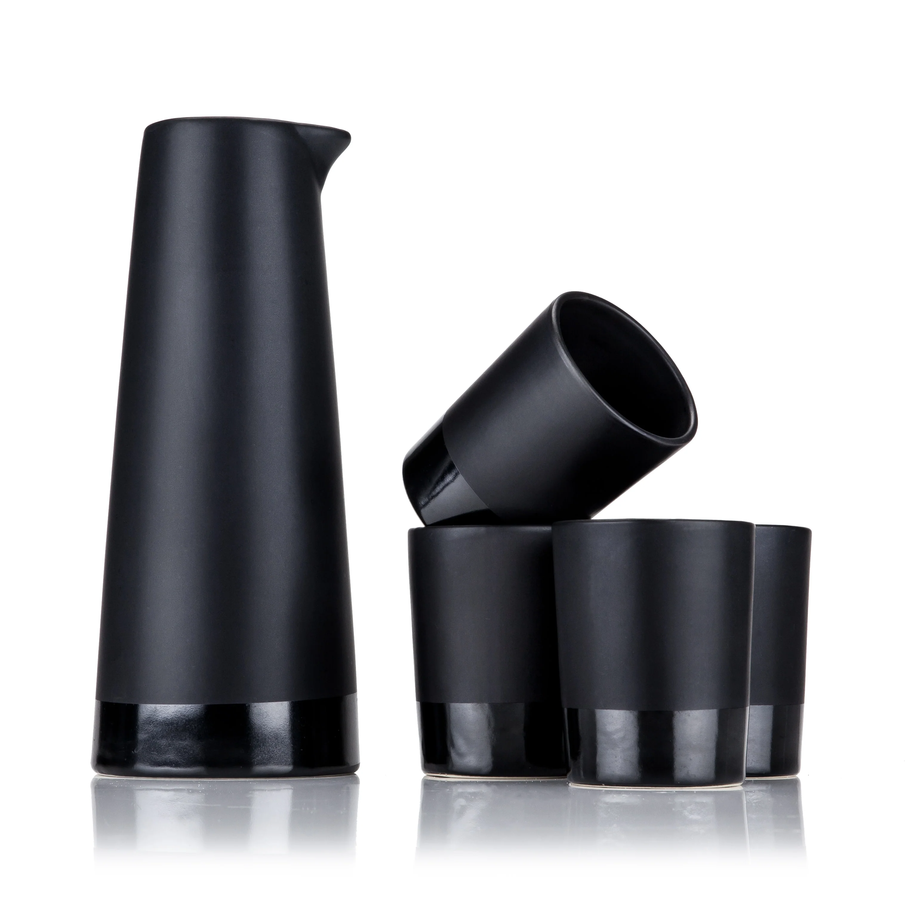 5-Piece Stoneware Sake Set in Black - Image 4
