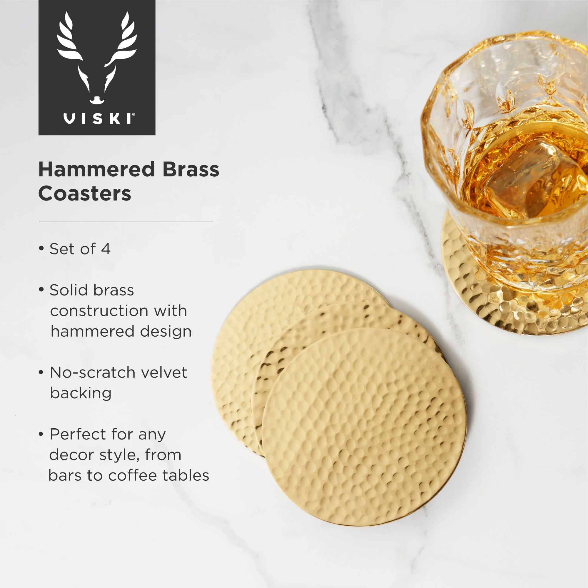 Hammered Brass Coasters Set of 4 - Image 5