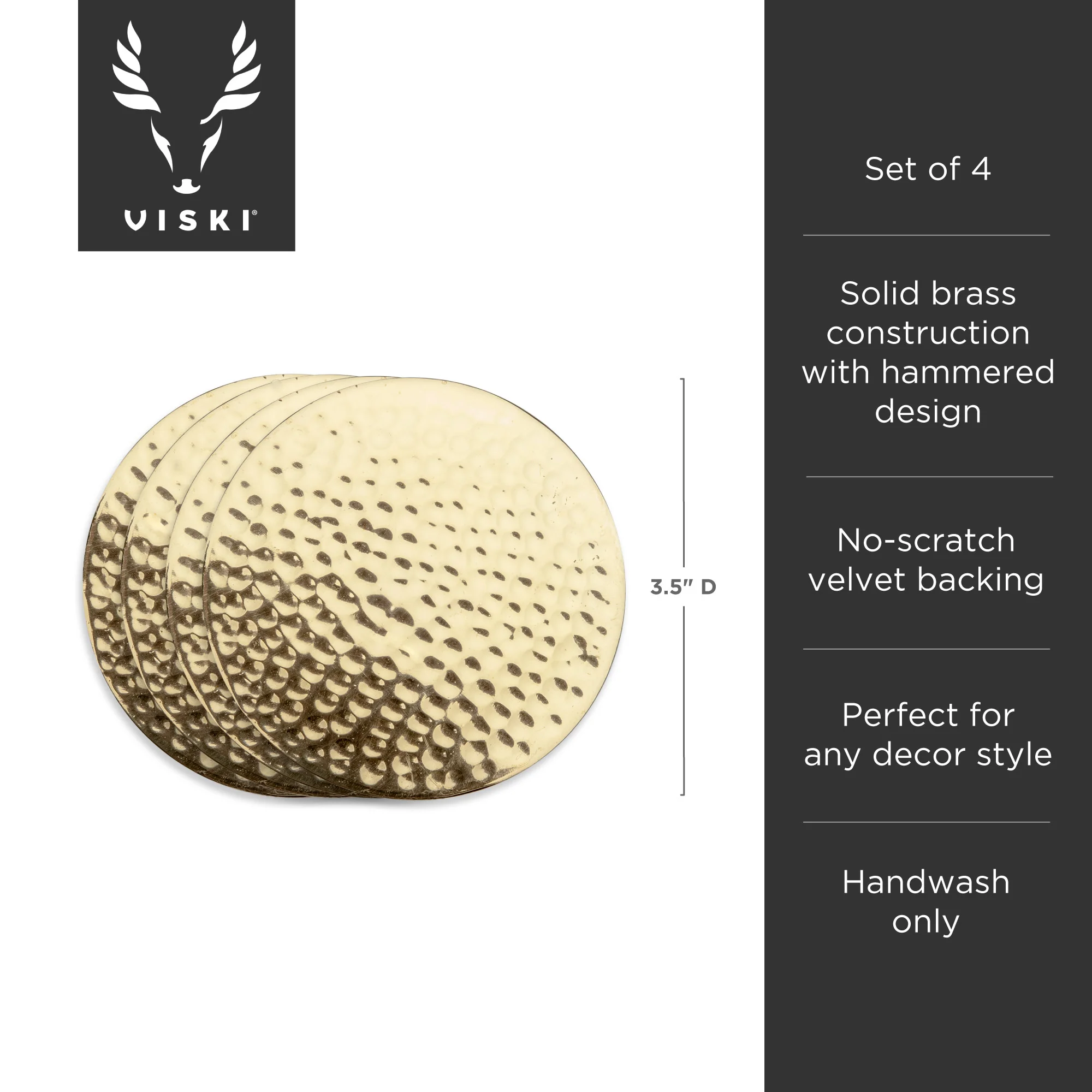 Hammered Brass Coasters Set of 4 - Image 6