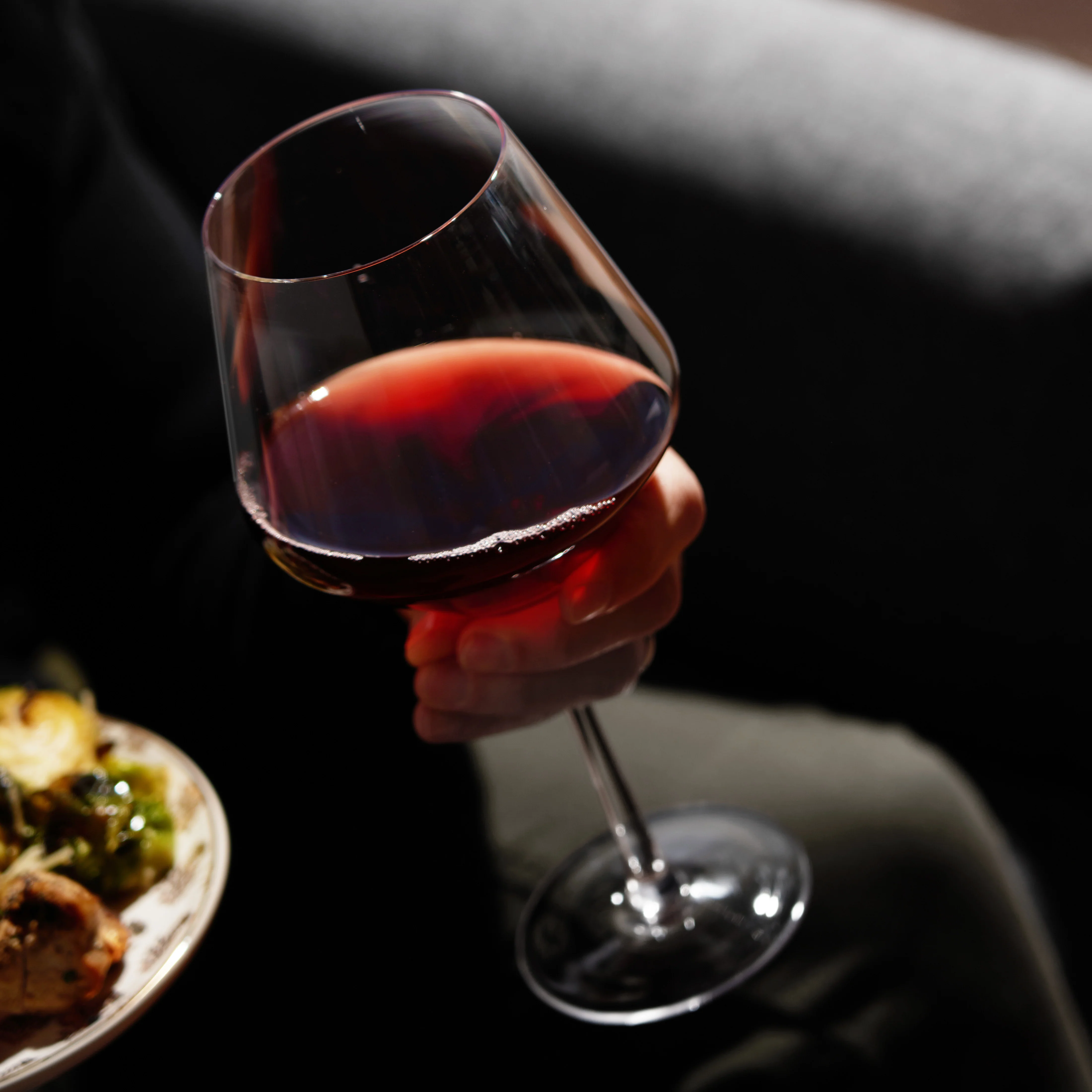 Raye Angled Crystal Burgundy Glasses Set of 2 - Image 3