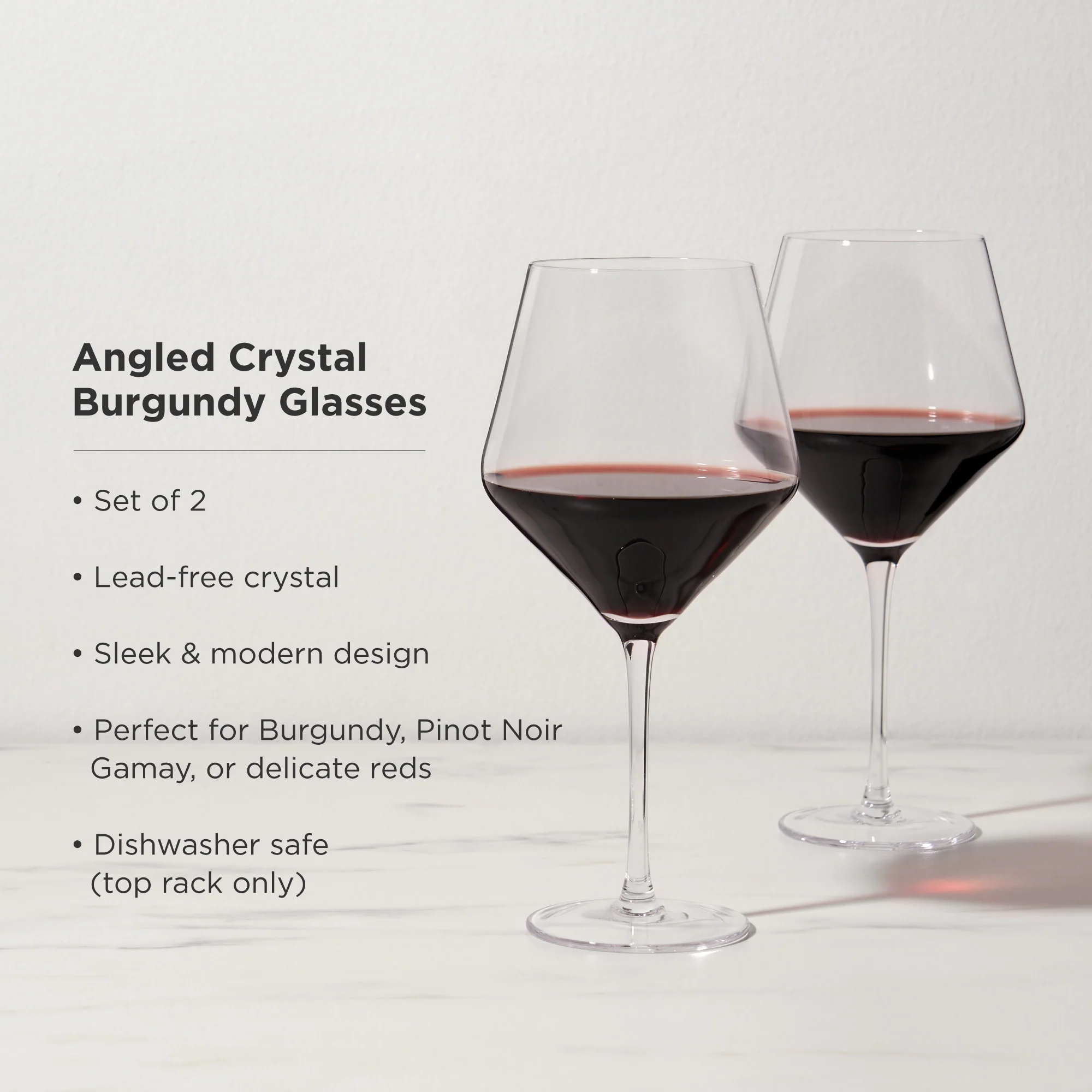 Raye Angled Crystal Burgundy Glasses Set of 2 - Image 6