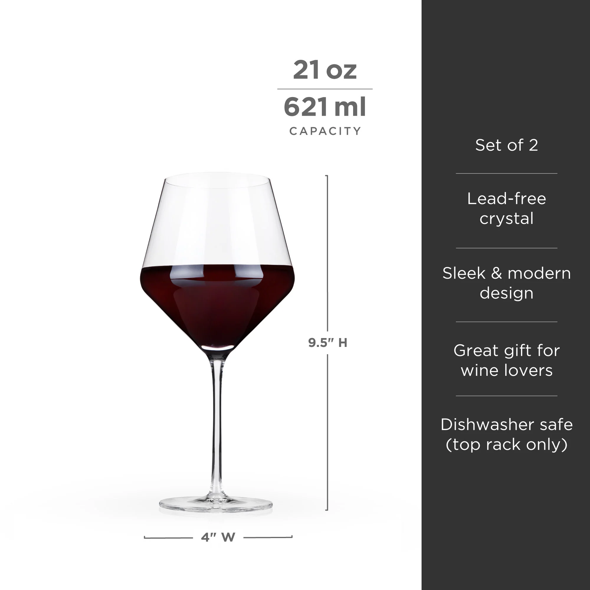 Raye Angled Crystal Burgundy Glasses Set of 2 - Image 7