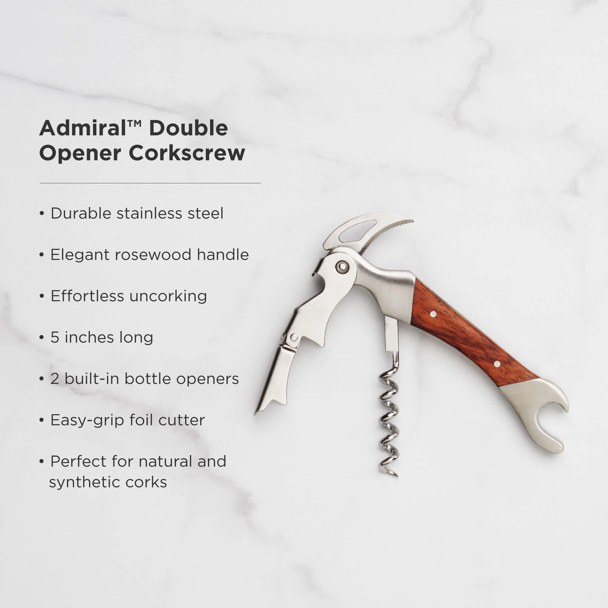 Admiral Corkscrew with Rosewood Handle - Image 6