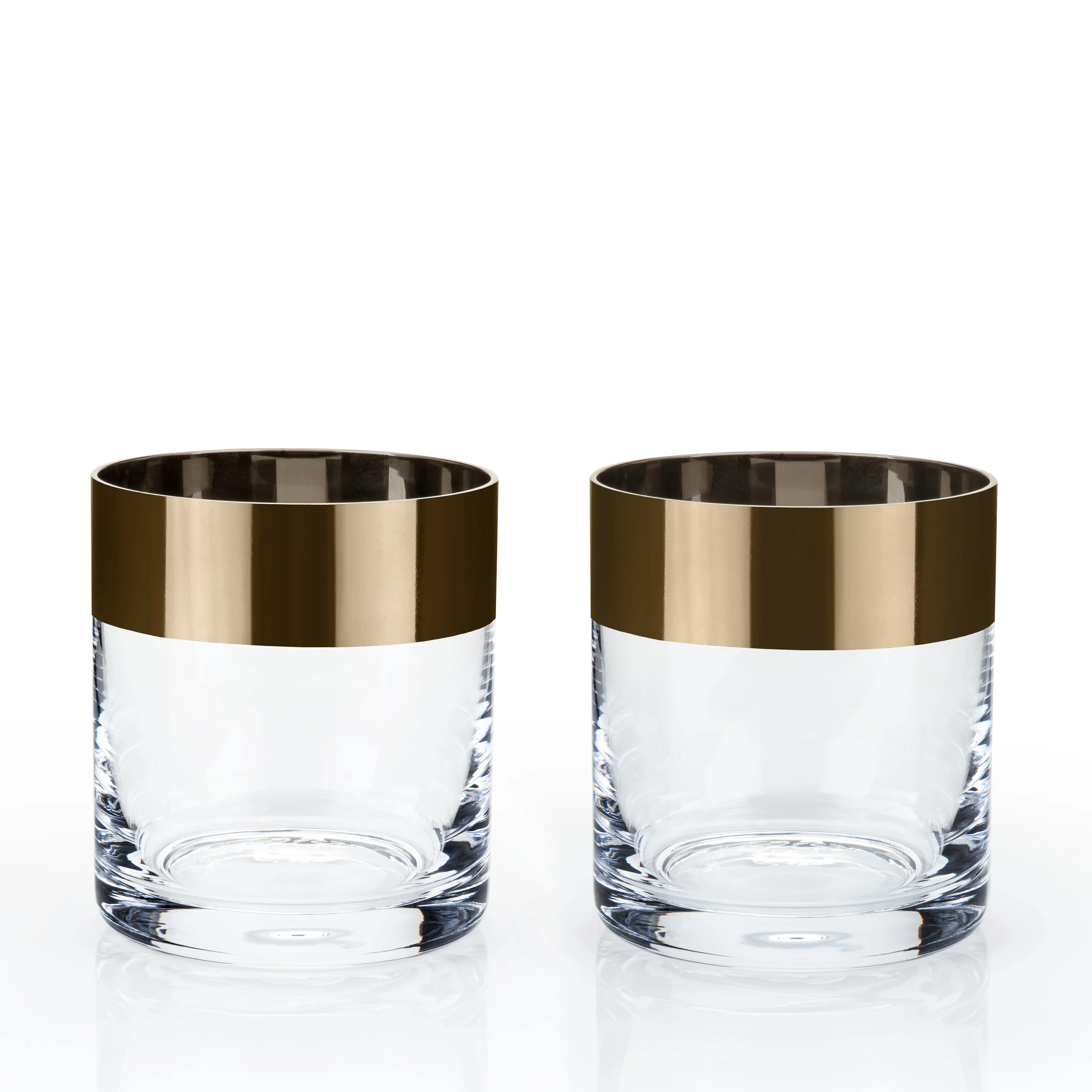 Irving Bronze-Rimmed Crystal Tumblers Set of 2 - Image 4