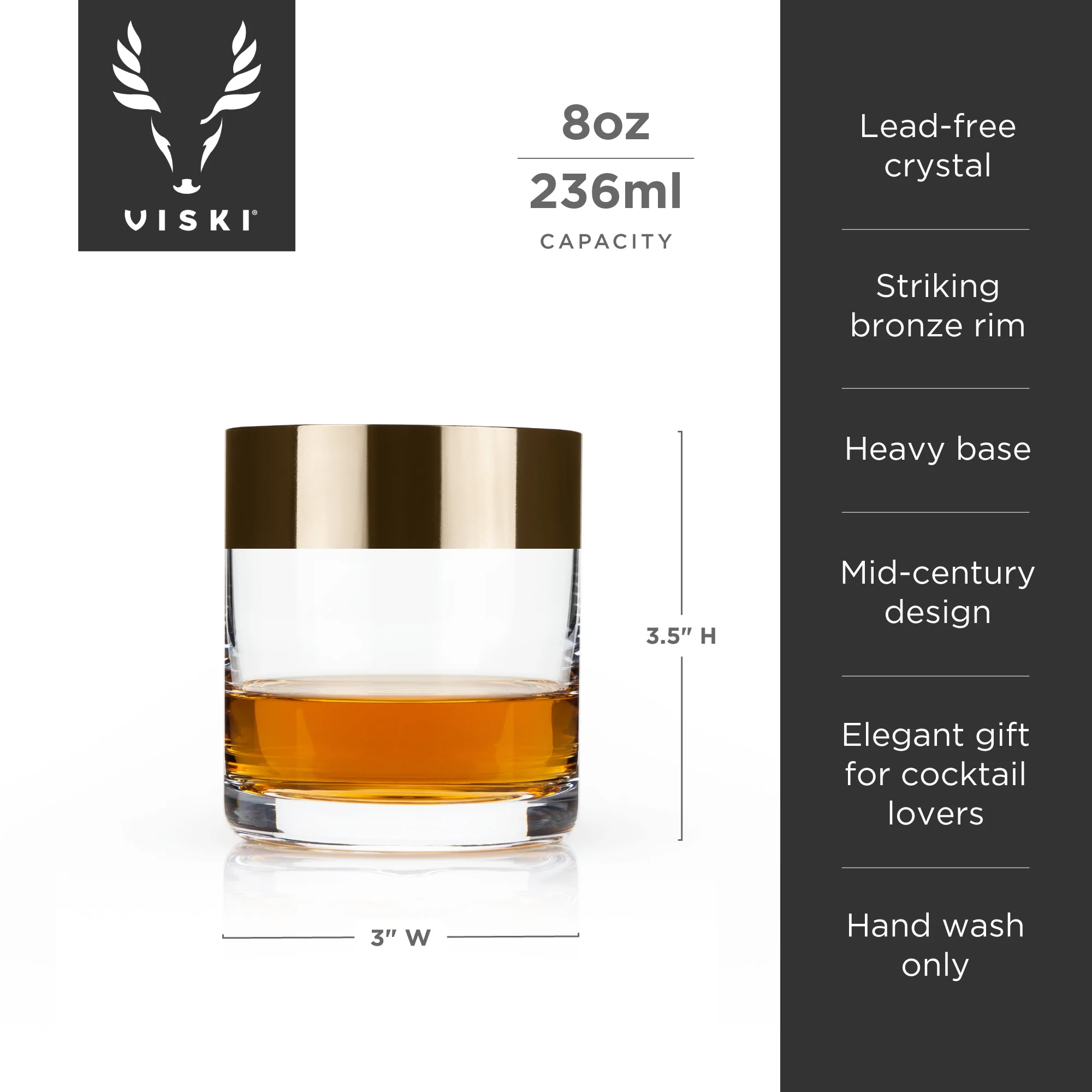 Irving Bronze-Rimmed Crystal Tumblers Set of 2 - Image 6