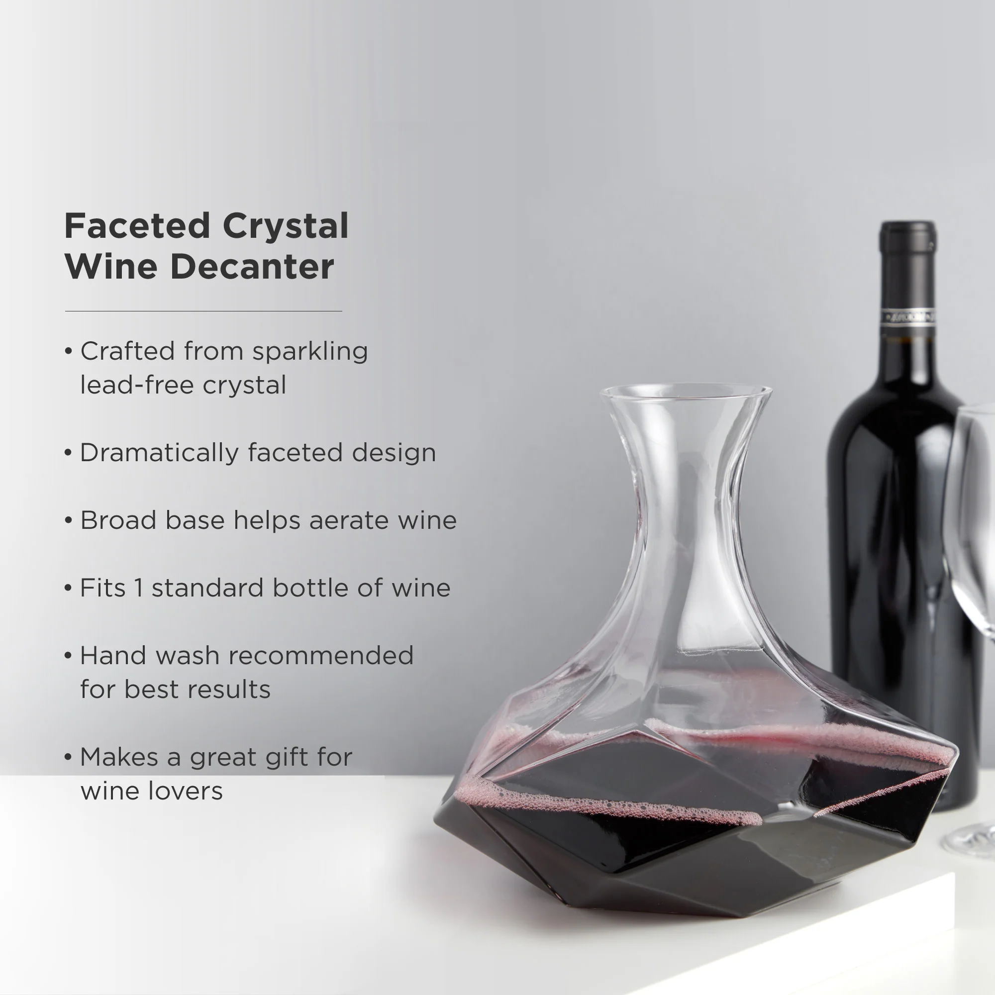 Seneca Faceted Crystal Wine Decanter - Image 5