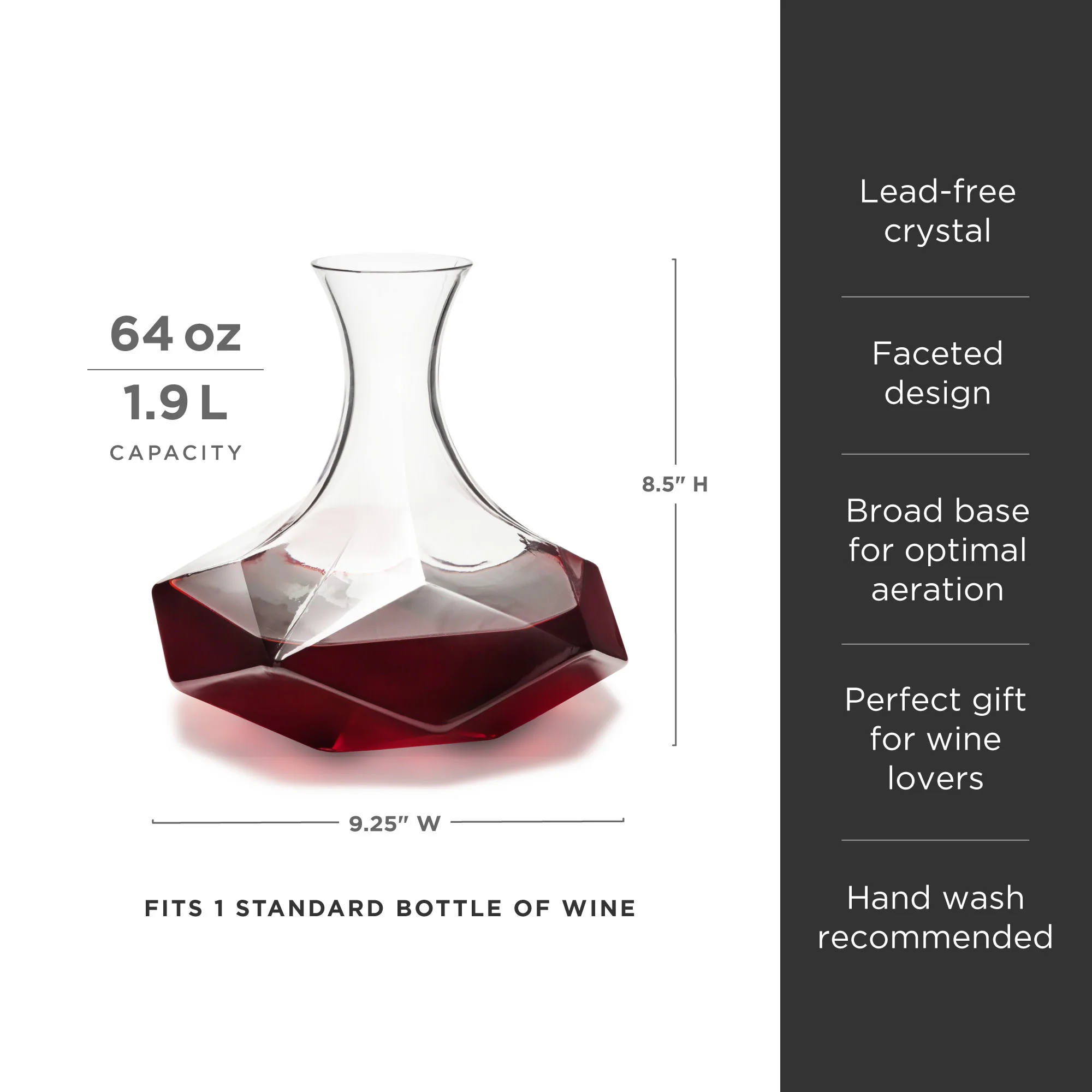 Seneca Faceted Crystal Wine Decanter - Image 6